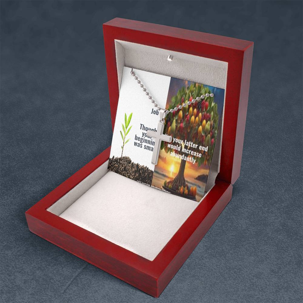 IKE MENS Scripture Collage Stainless Cross Necklace WITH BALL CHAIN