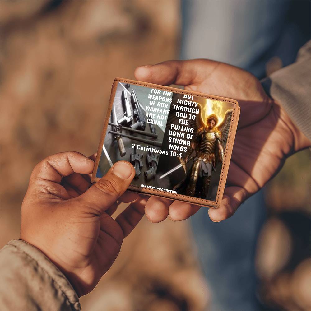 IKE MENS Scripture Collage Graphic Leather Wallet