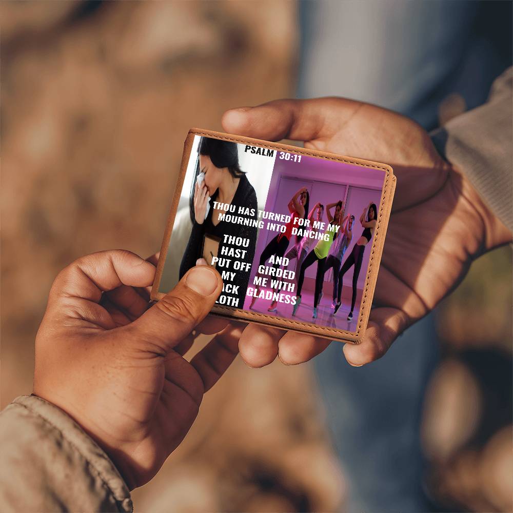 IKE MENS Scripture Collage Graphic Leather Wallet