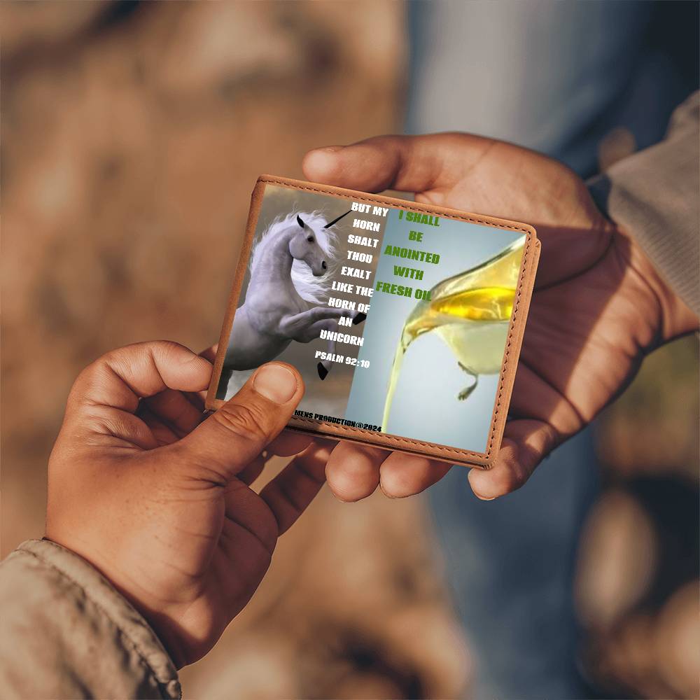 IĶE MENS Scripture Collage Graphic Leather Wallet