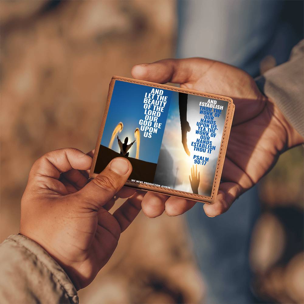 IKE MENS SCRIPTURE COLLAGE GRAPHIC LEATHER WALLET