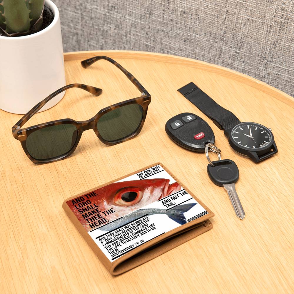 IKE MENS SCRIPTURE COLLAGE GRAPHIC LEATHER WALLET