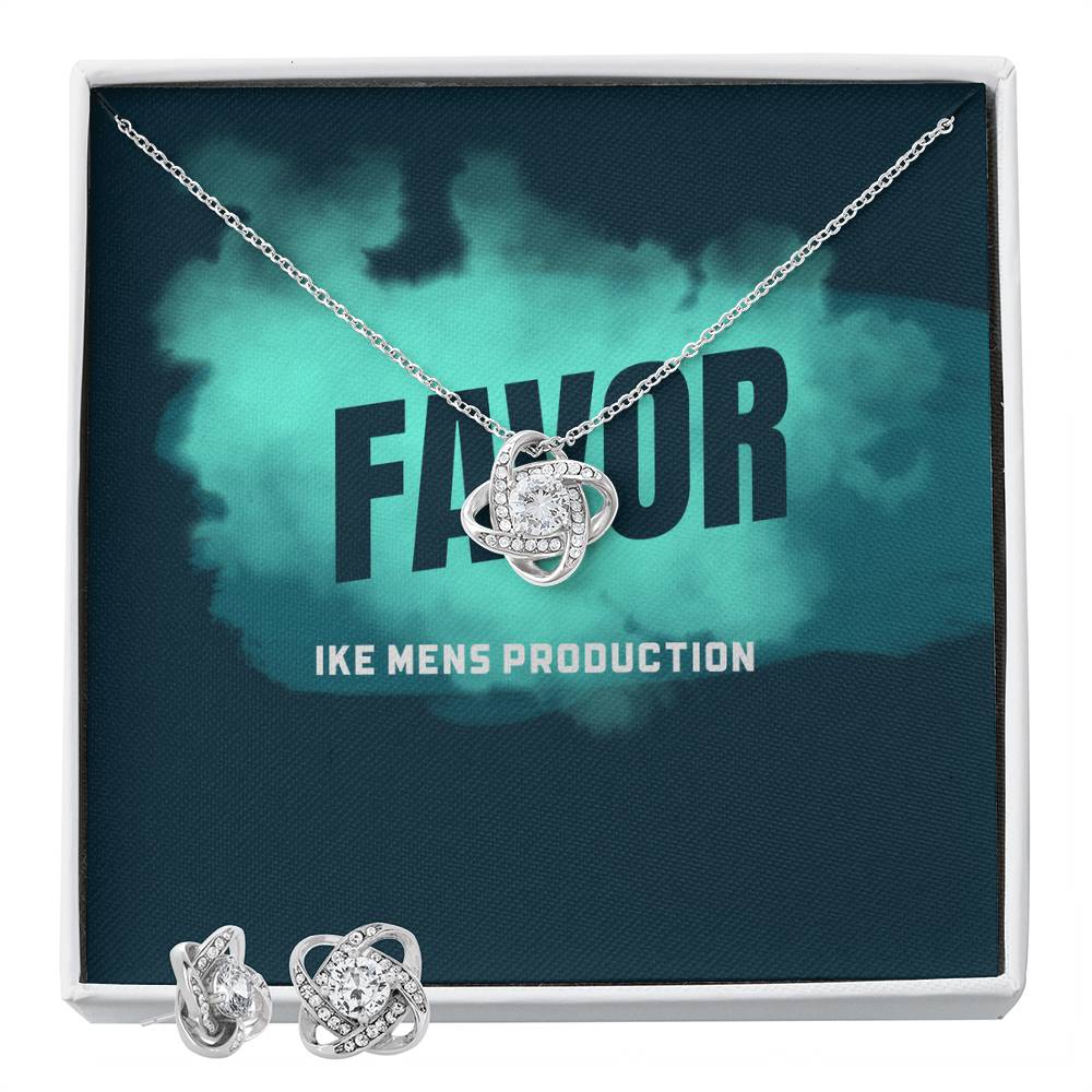 FAVOR Love Knot Earring & Necklace Set