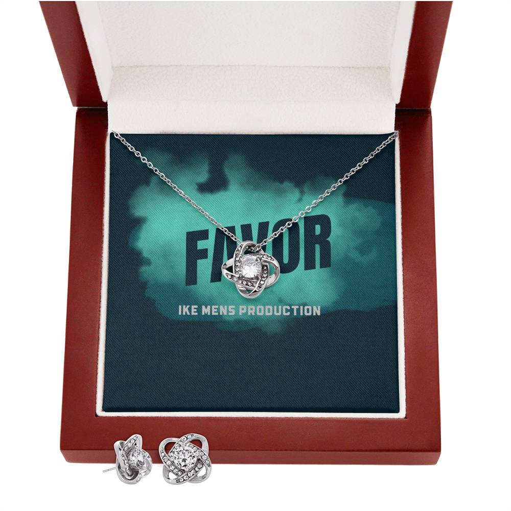 FAVOR Love Knot Earring & Necklace Set