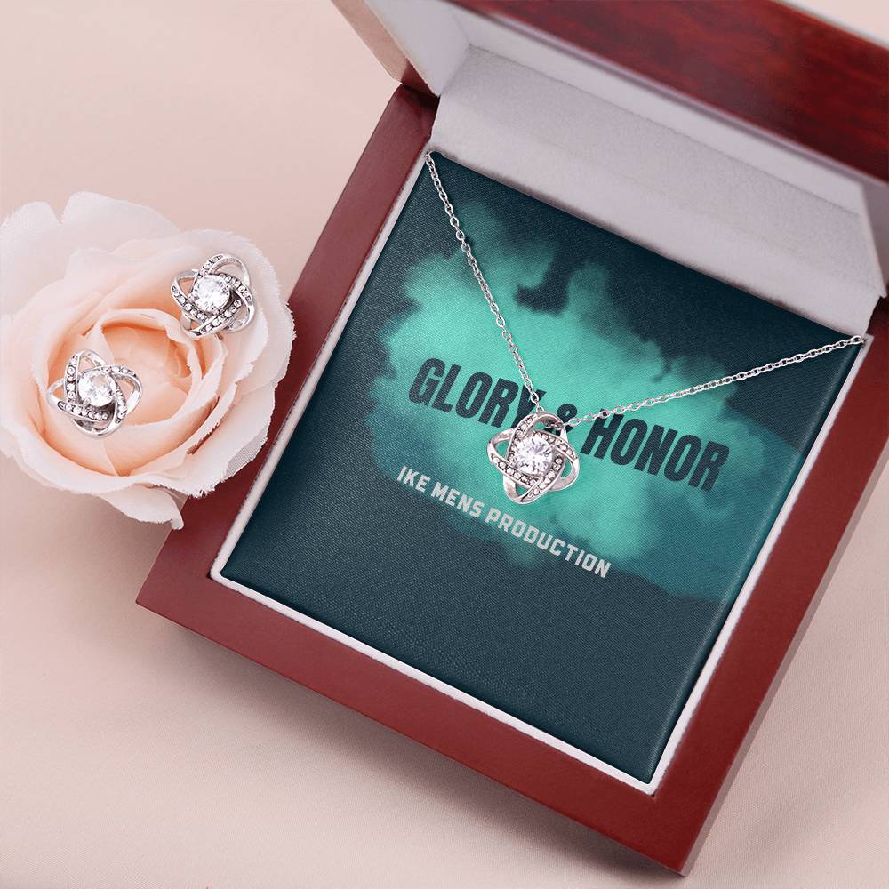 GLORY & HONOR Love Knot Earring & Necklace Set