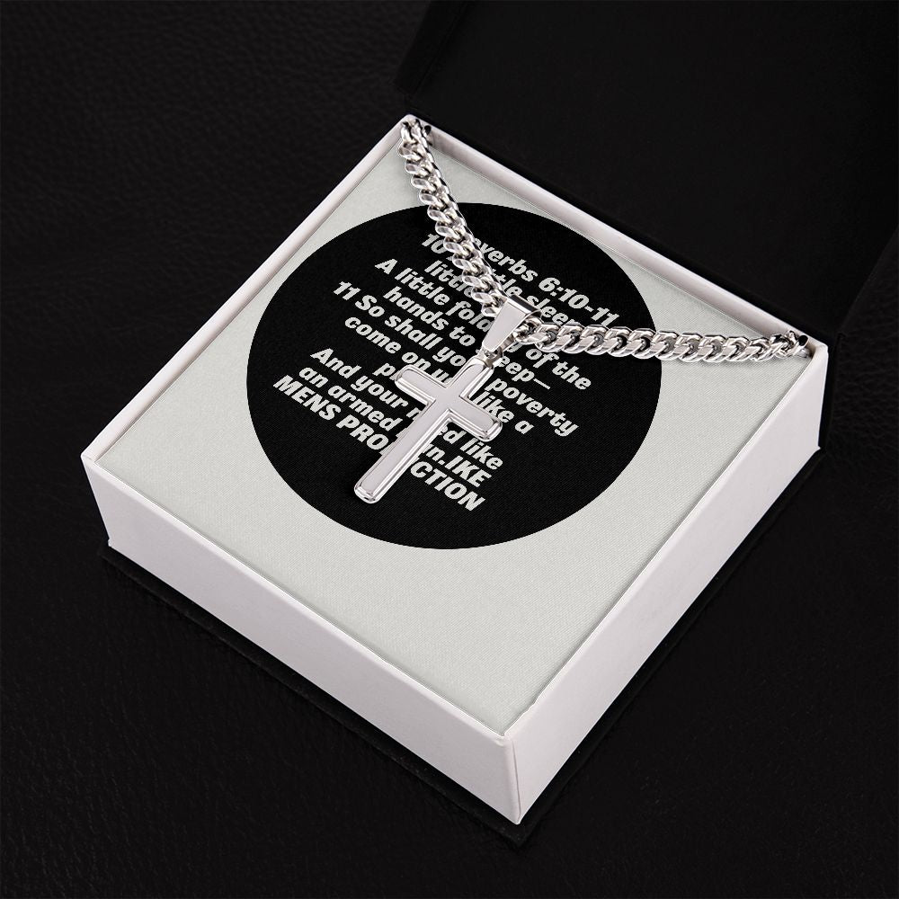 Proverbs Artisan Cross Necklace on Cuban Chain
