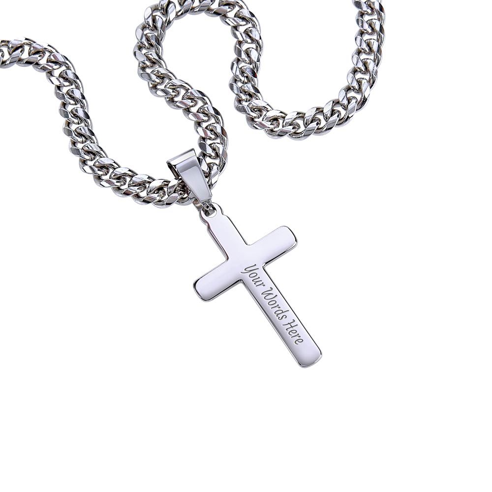 Proverbs Artisan Cross Necklace on Cuban Chain