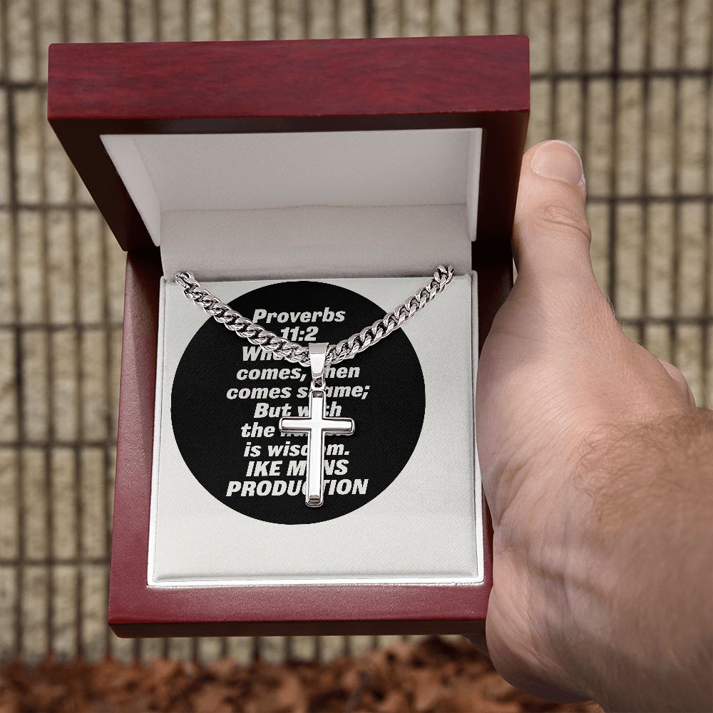 Proverbs Artisan Cross Necklace on Cuban Chain