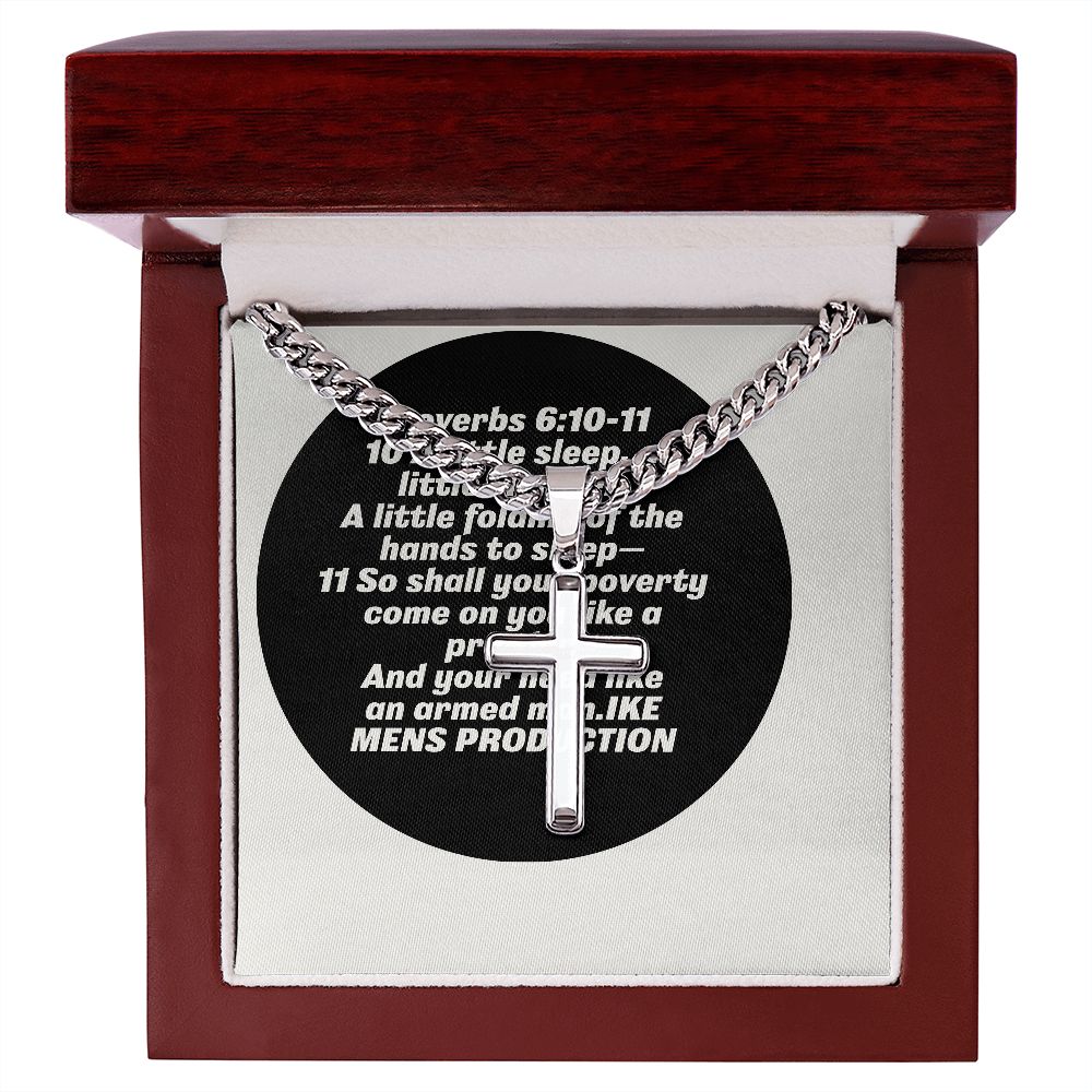 Proverbs Artisan Cross Necklace on Cuban Chain