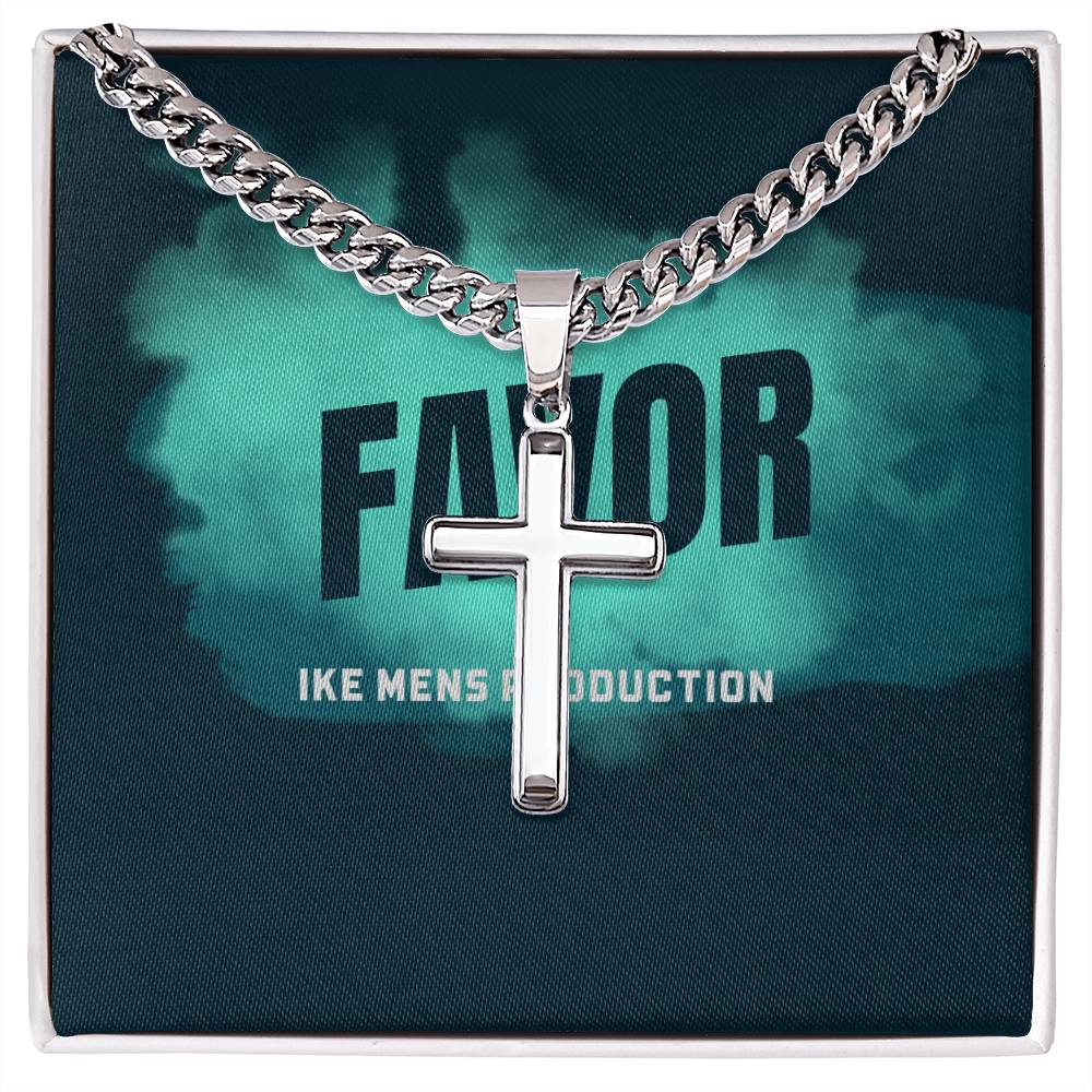FAVOR Artisan Cross Necklace on Cuban Chain