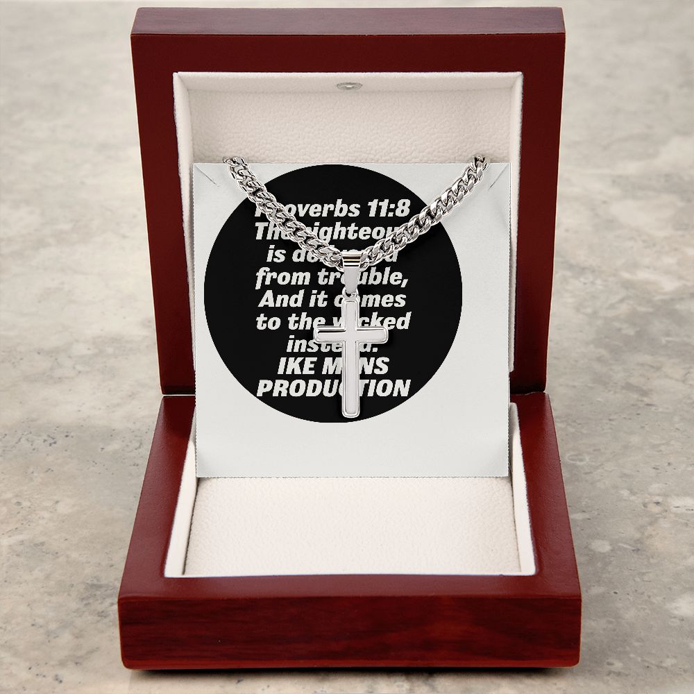 Proverbs Artisan Cross Necklace on Cuban Chain