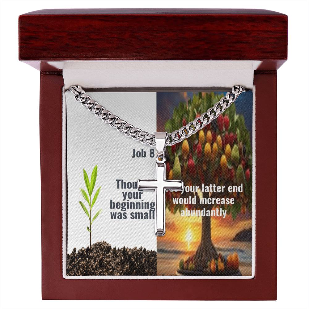 IKE MENS Scripture Collage Cuban Chain with Artisan Cross