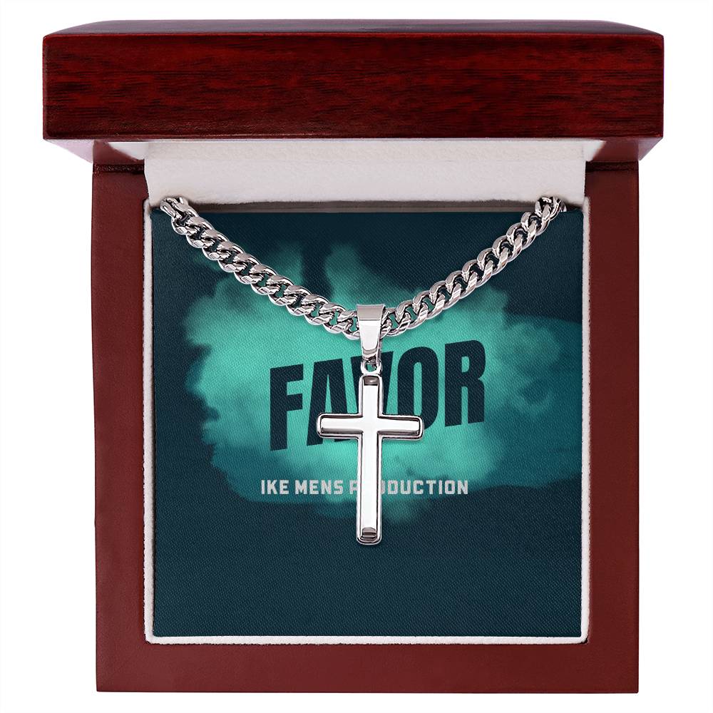FAVOR Artisan Cross Necklace on Cuban Chain