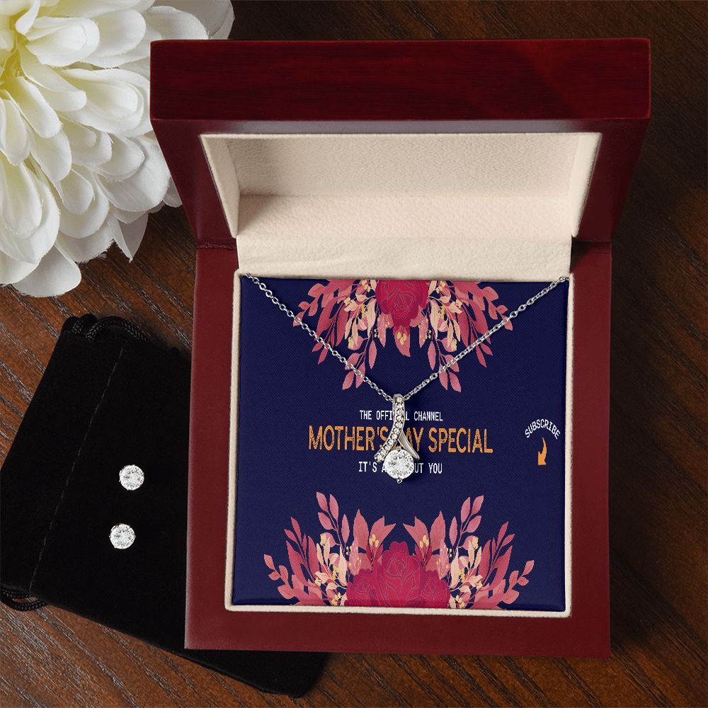 Happy Mothers Day Forever Love Necklace with CZ earring set Title