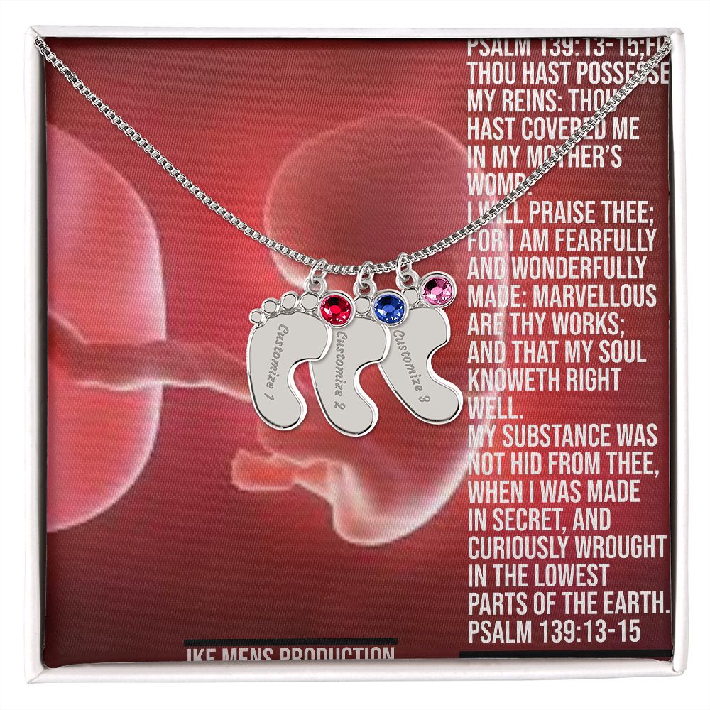 Engraved Baby Feet with Birthstone