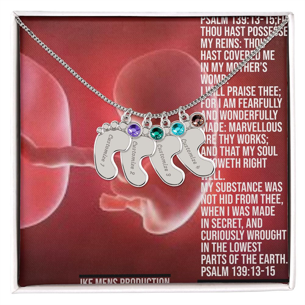 Engraved Baby Feet with Birthstone