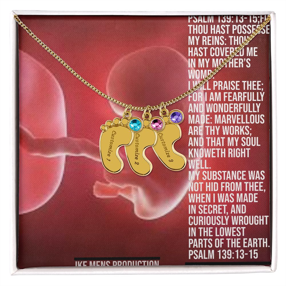Engraved Baby Feet with Birthstone