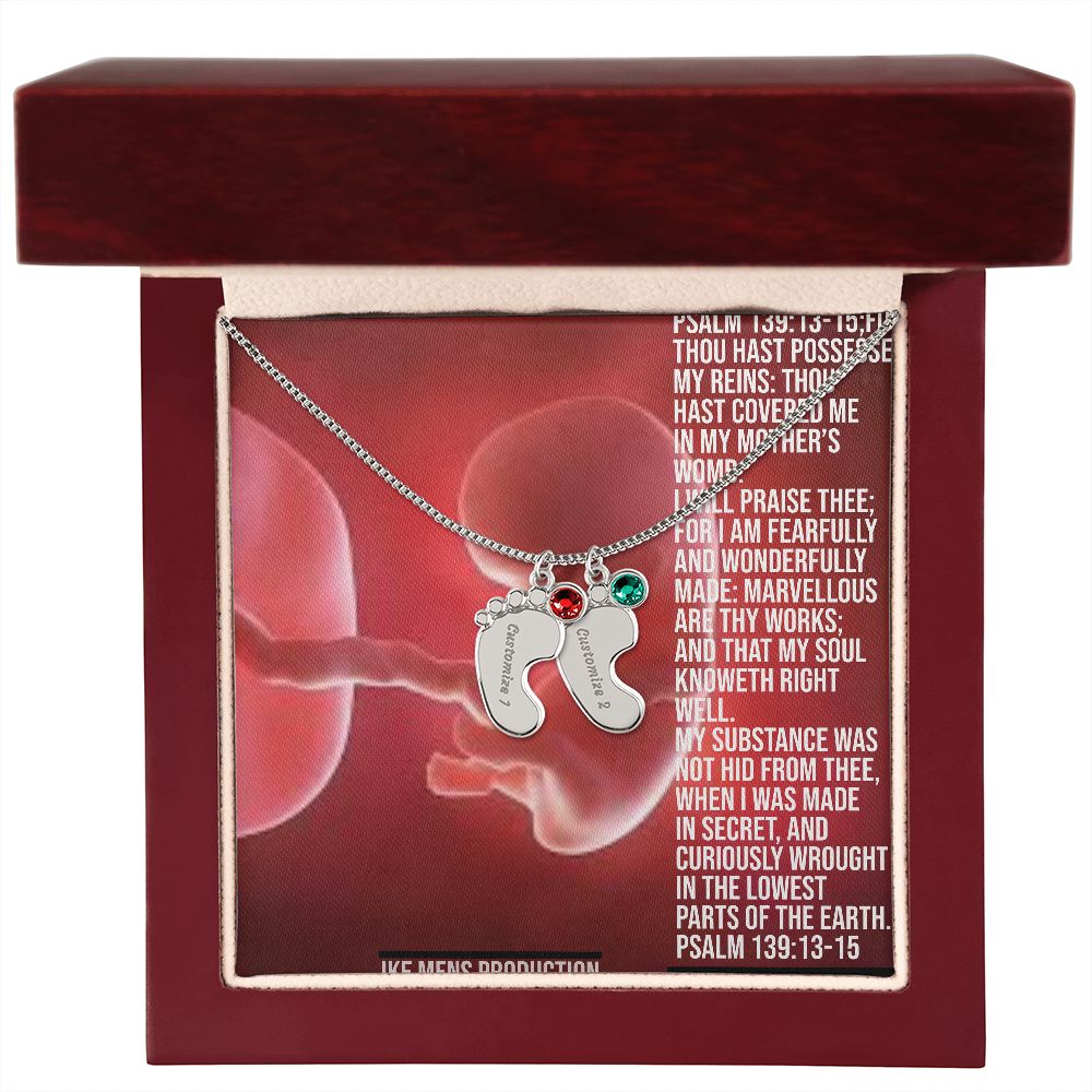 Engraved Baby Feet with Birthstone