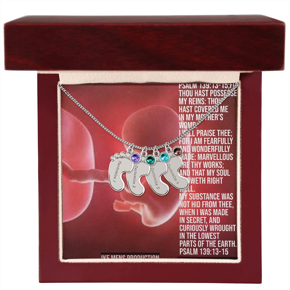 Engraved Baby Feet with Birthstone
