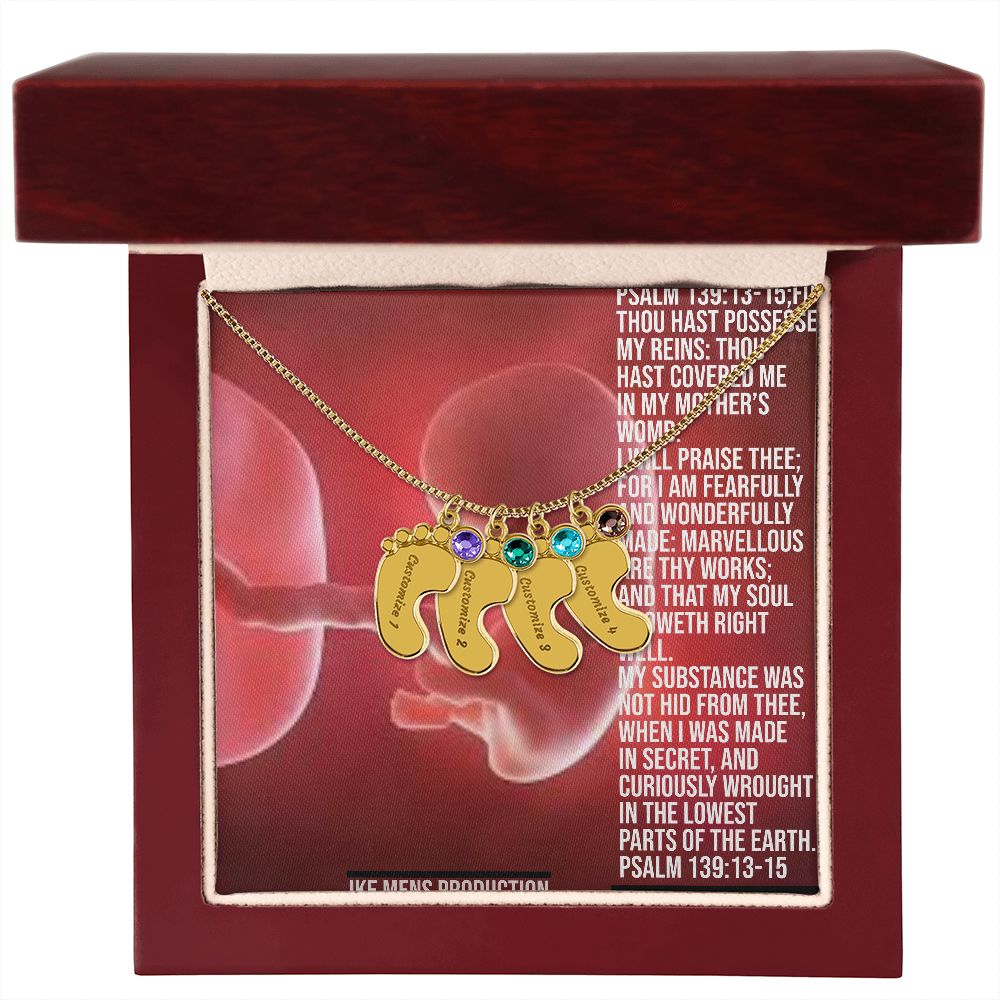 Engraved Baby Feet with Birthstone