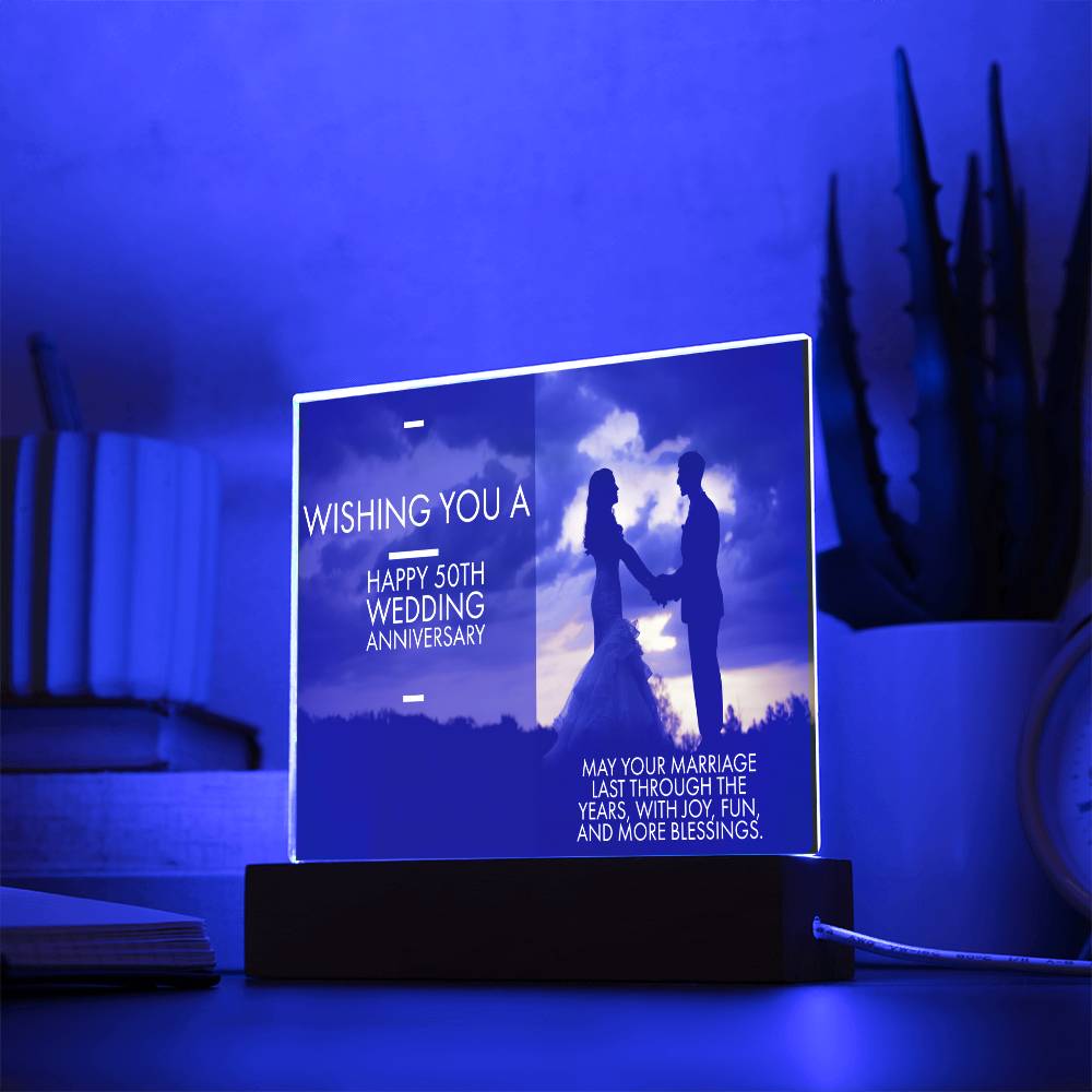 Happy 50th Wedding Anniversary Acrylic Square Plaque