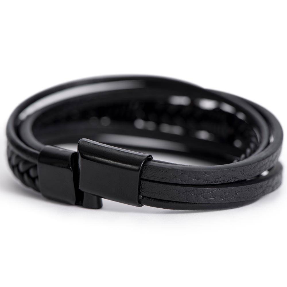 IKE MENS QUOTE MENS CROSS LEATHER BRACELET