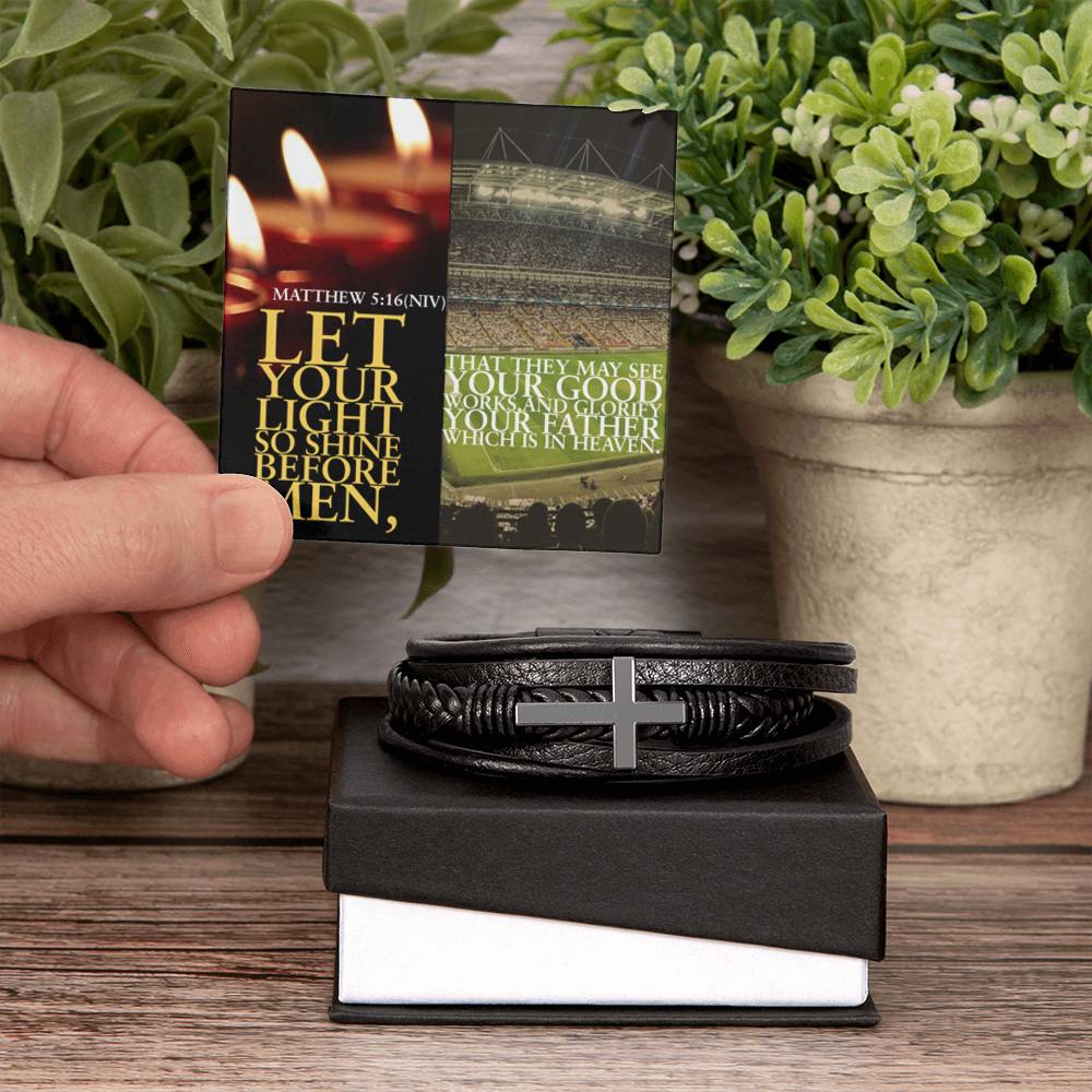 IKE MENS SCRIPTURE COLLAGE MENS'S CROSS BRACELET