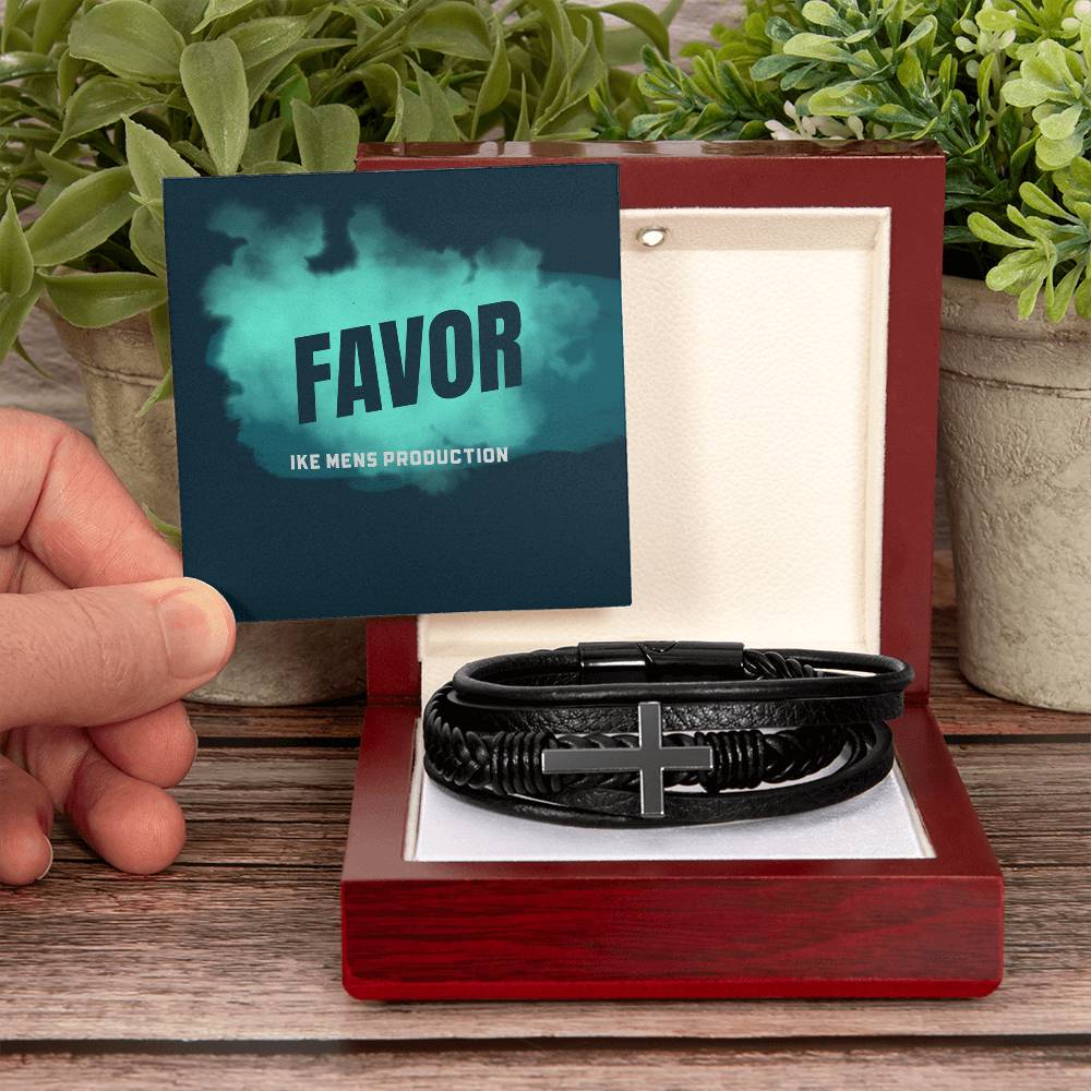 FAVOR Men's Cross Leather Bracelet