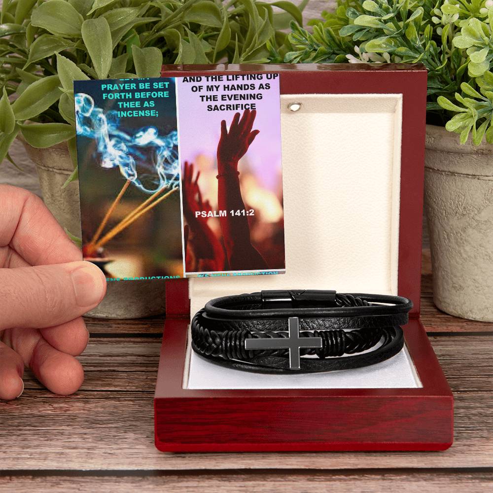 IKE MENS SCRIPTURE COLLAGE MENS'S CROSS BRACELET