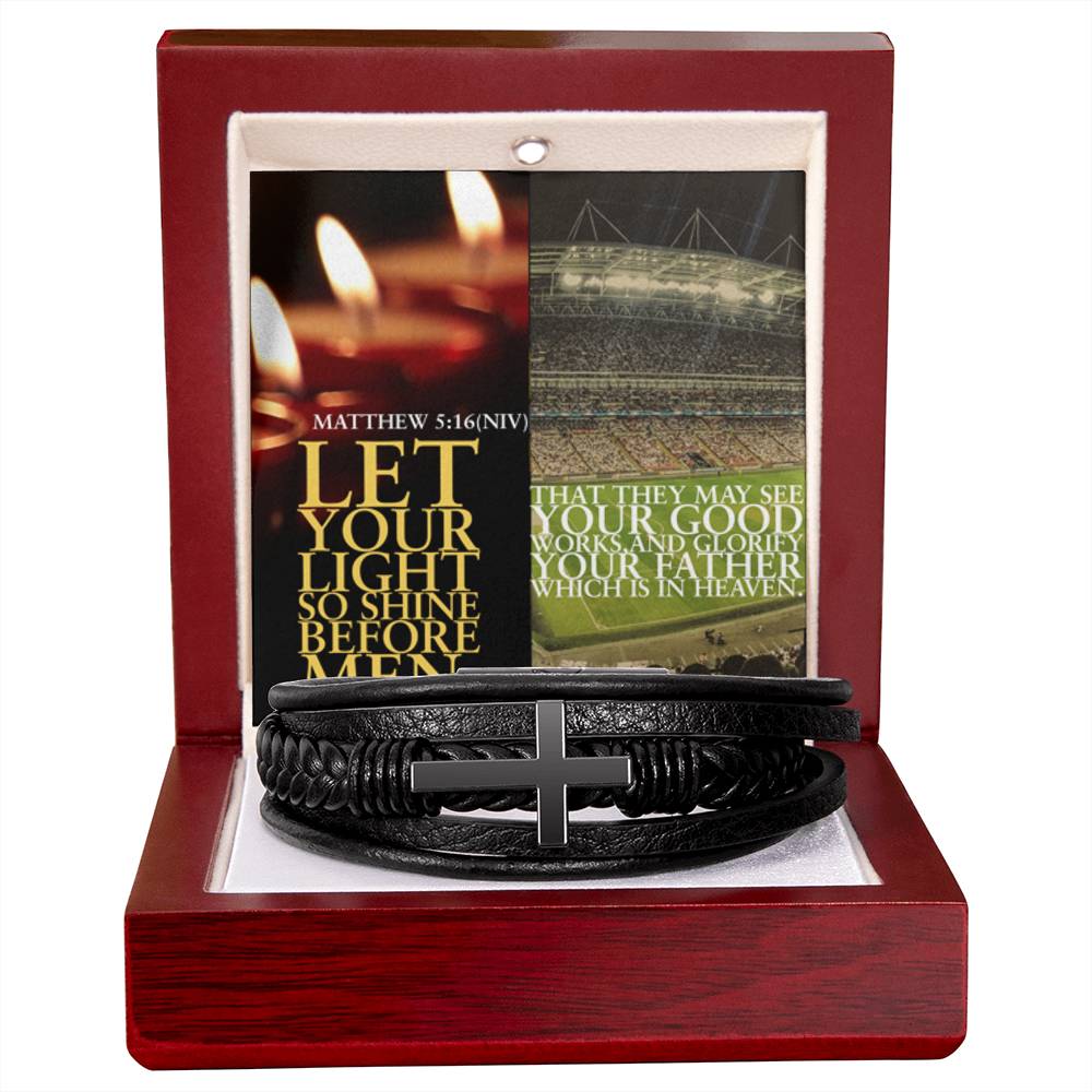 IKE MENS SCRIPTURE COLLAGE MENS'S CROSS BRACELET