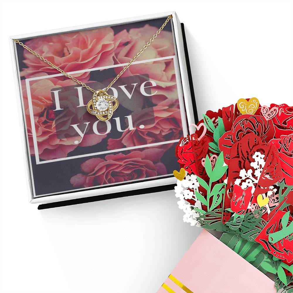 Love Knot Necklace + Flower Bouquet Bundle