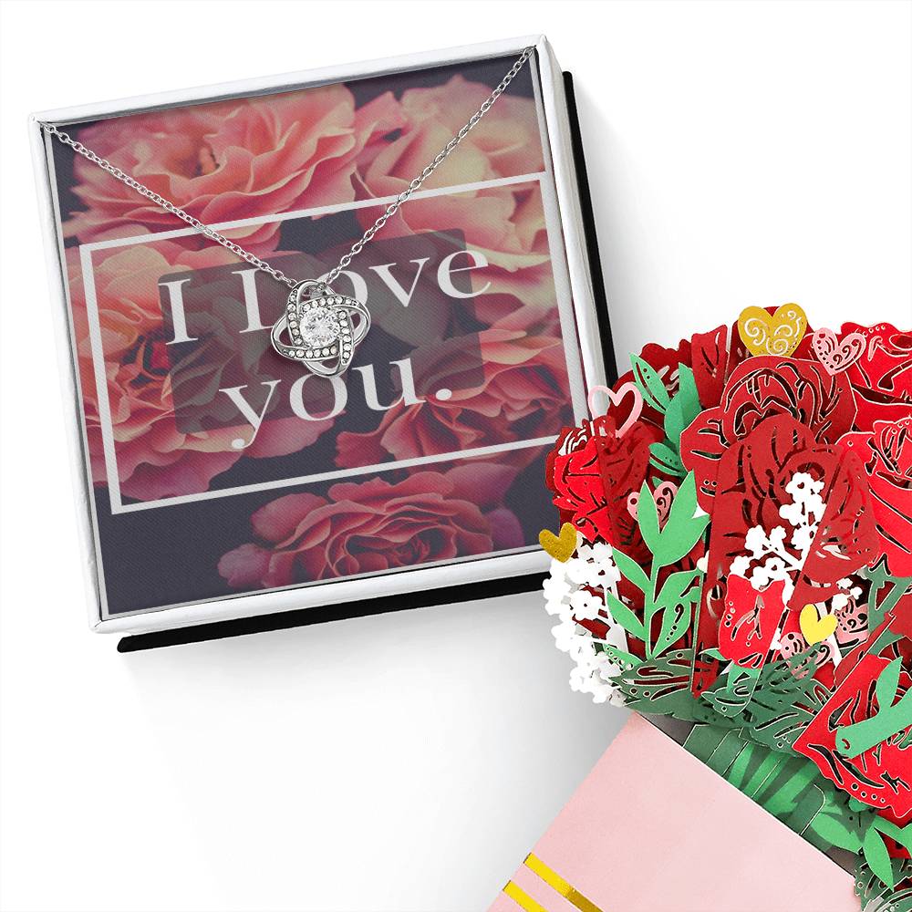 Love Knot Necklace + Flower Bouquet Bundle