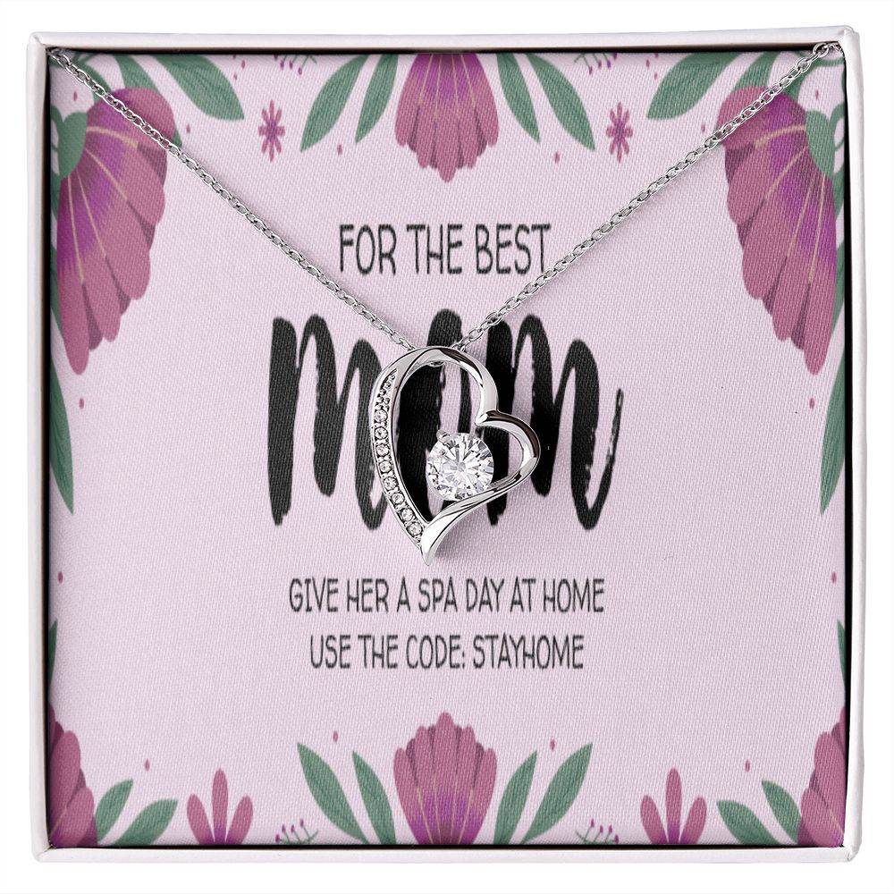 Happy Mothers Day Forever Love Necklace with CZ earring set