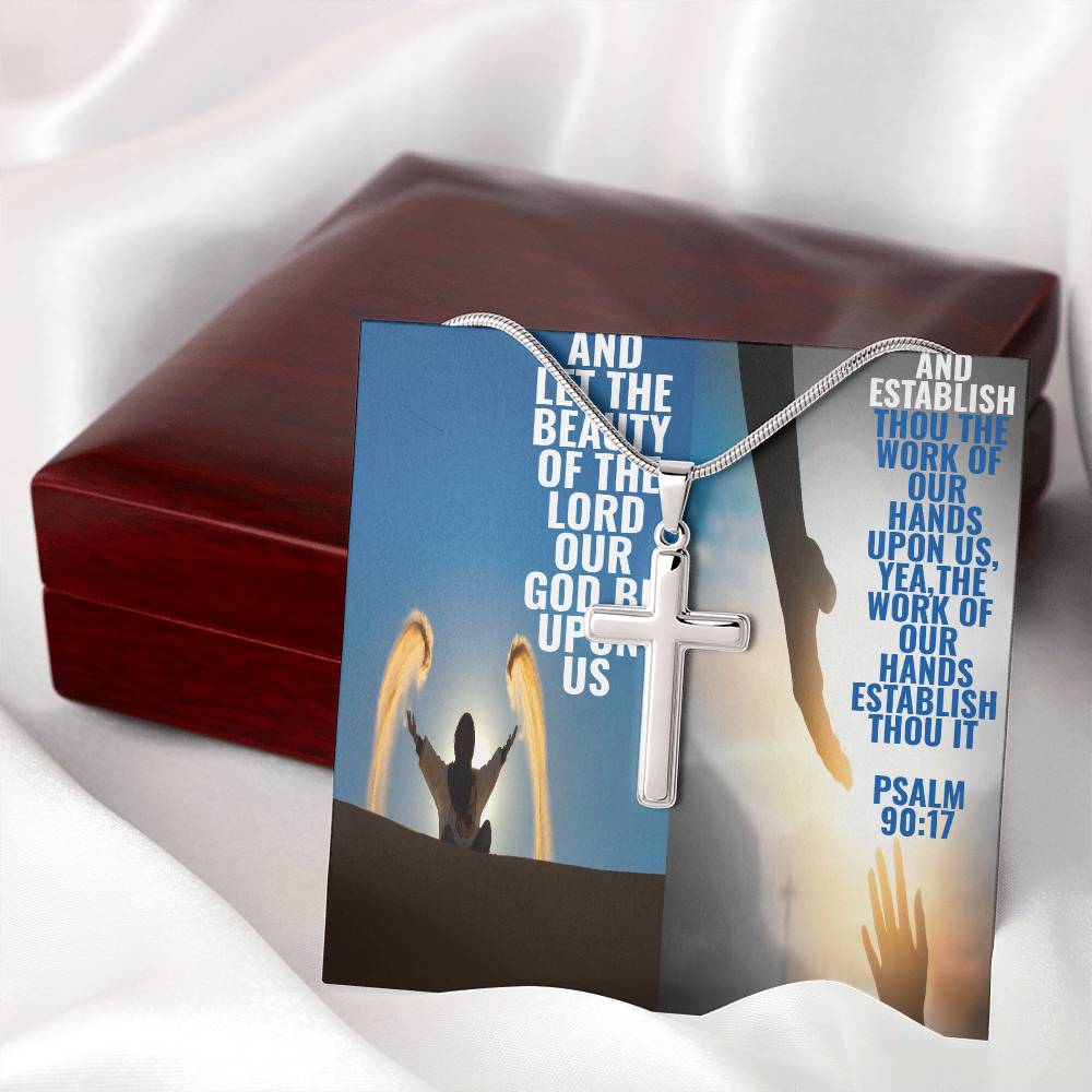 IKE MENS Scripture Collage Stainless Cross Necklace