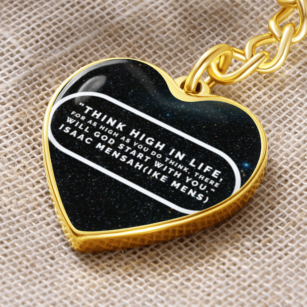 IKE MENS Quote Graphic Heart Keychain