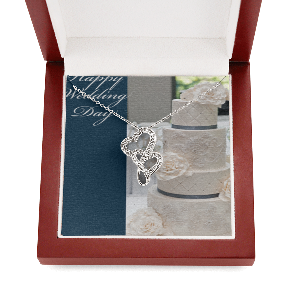 Happy Wedding Day Double Hearts Necklace