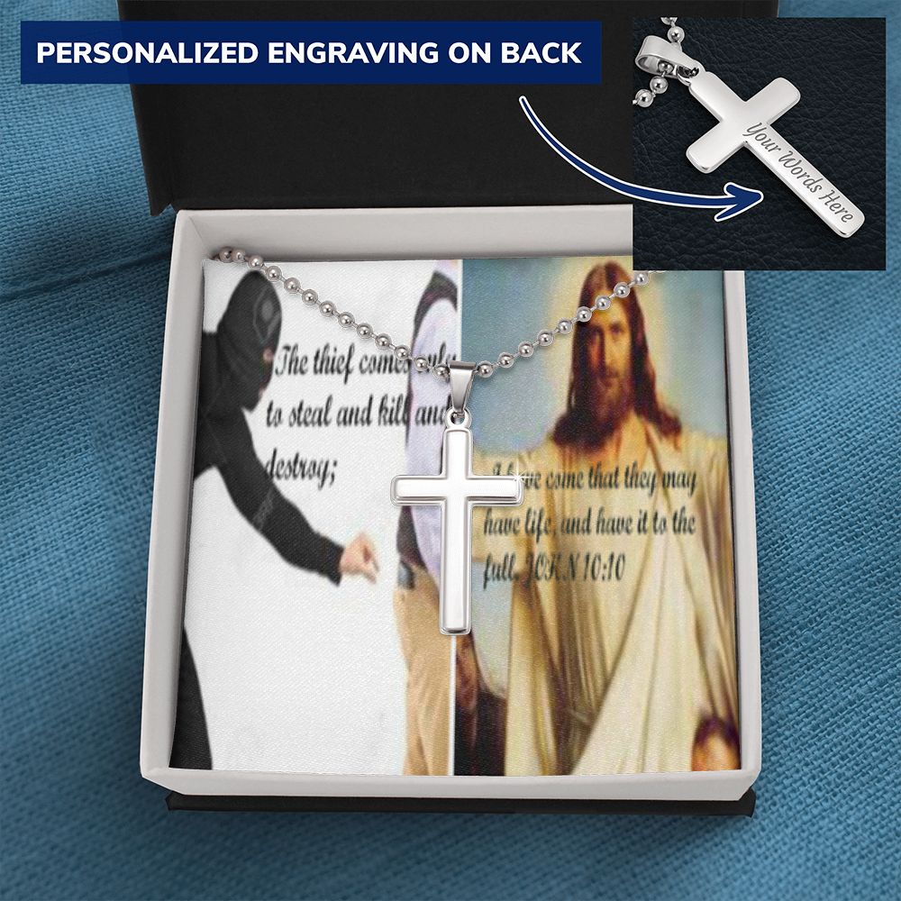 IKE MENS SCRIPTURE COLLAGE CROSS NECKLACE