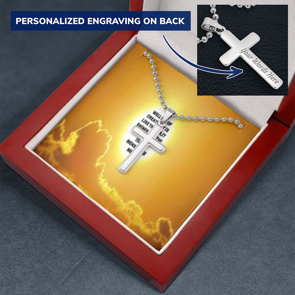 CROSS NECKLACE WITH IKE MENS QUOTE