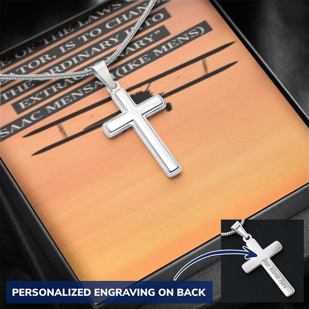CROSS NECKLACE WITH IKE MENS QUOTE