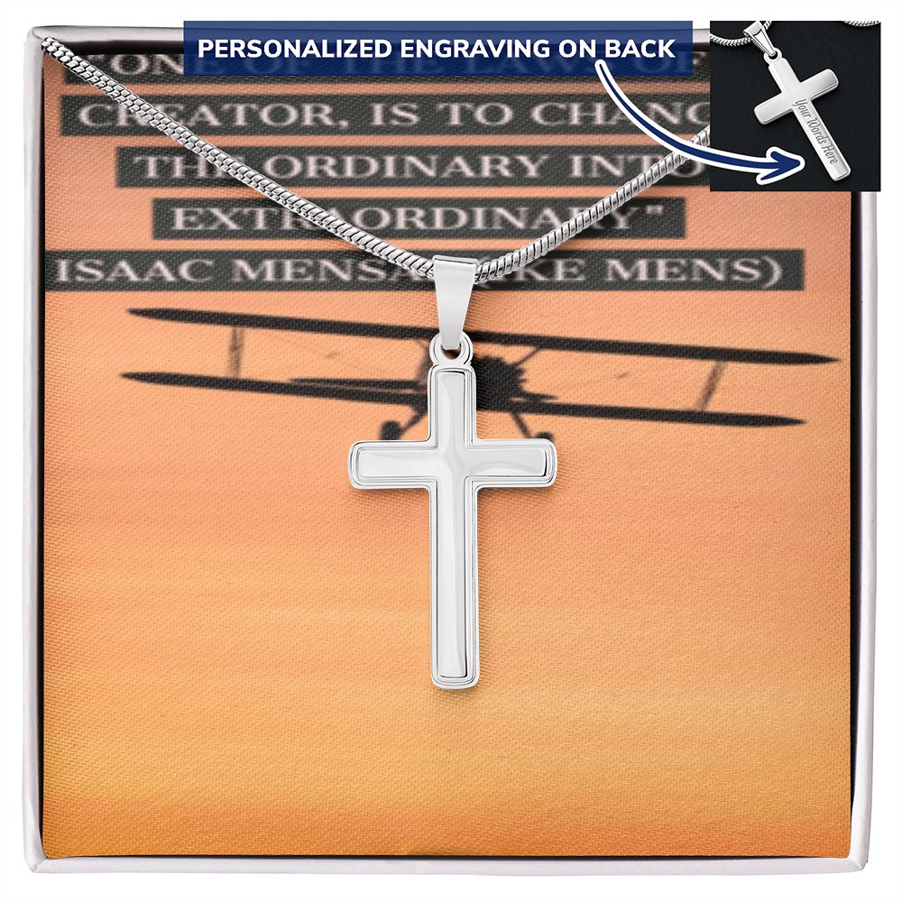 CROSS NECKLACE WITH IKE MENS QUOTE