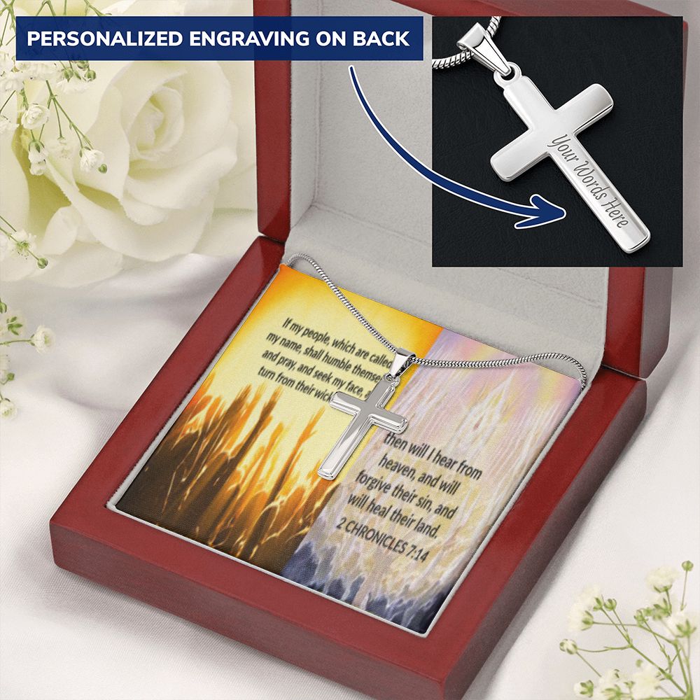 IKE MENS SCRIPTURE COLLAGE CROSS NECKLACE