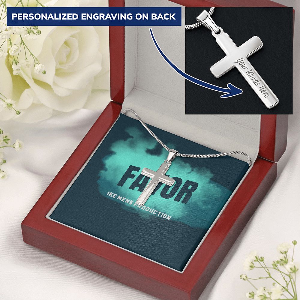 POWER OF FAVOR STEEL CROSS CHAIN NECKLACE