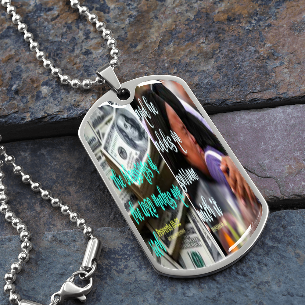 IKE MENS SCRIPTURE COLLAGE MILITARY CHAIN NECKLACE