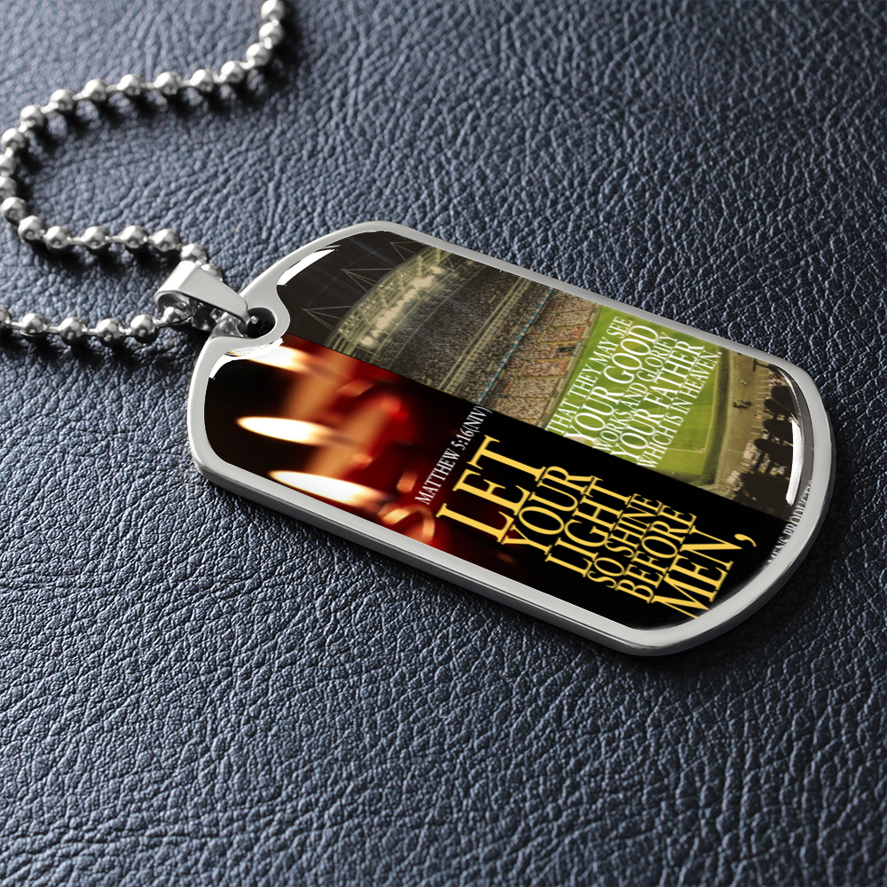 IKE MENS SCRIPTURE COLLAGE MILITARY CHAIN NECKLACE
