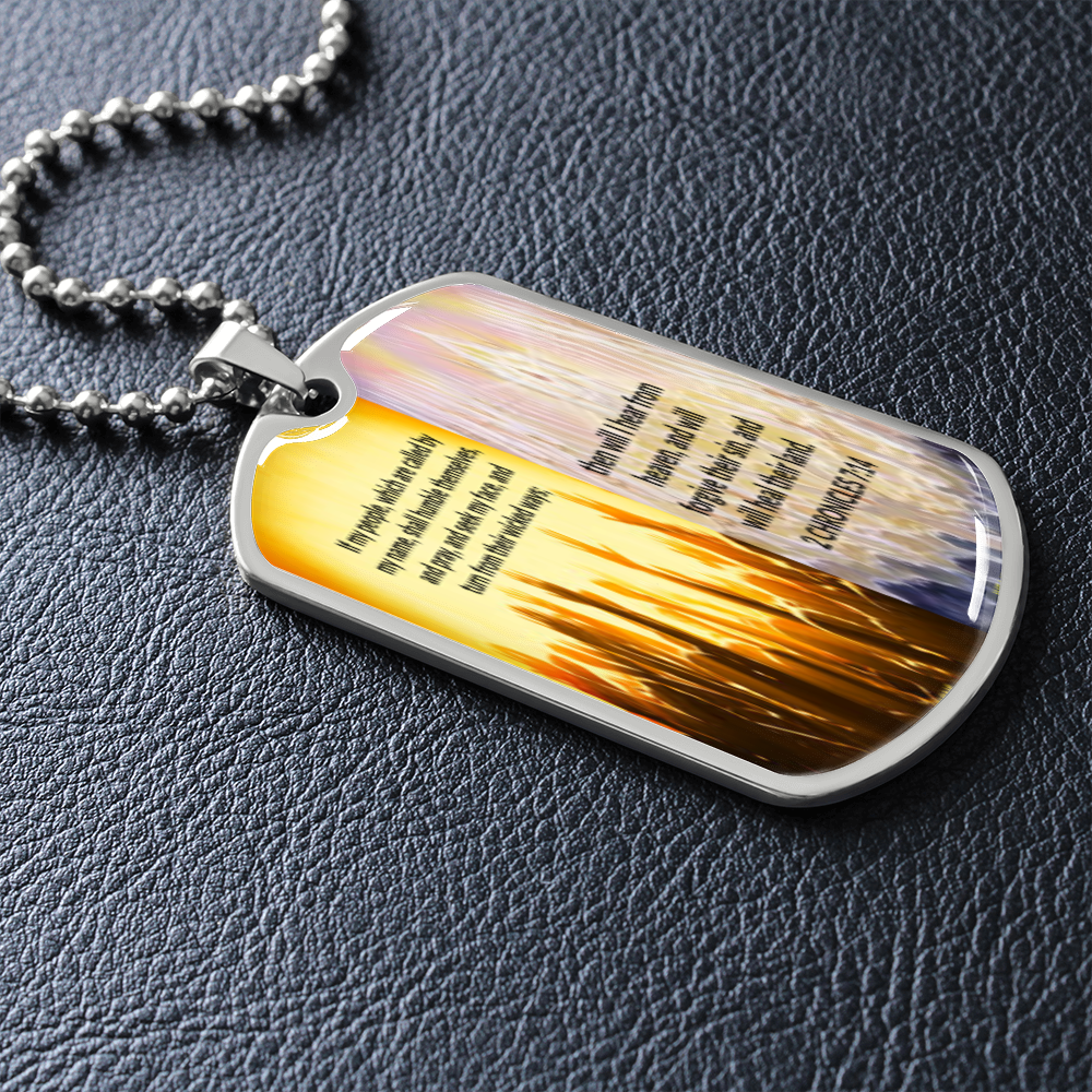 IKE MENS SCRIPTURE COLLAGE MILITARY CHAIN NECKLACE