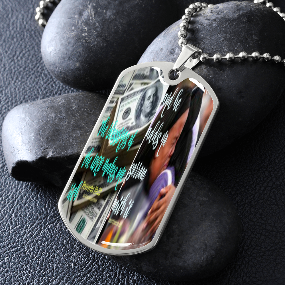 IKE MENS SCRIPTURE COLLAGE MILITARY CHAIN NECKLACE