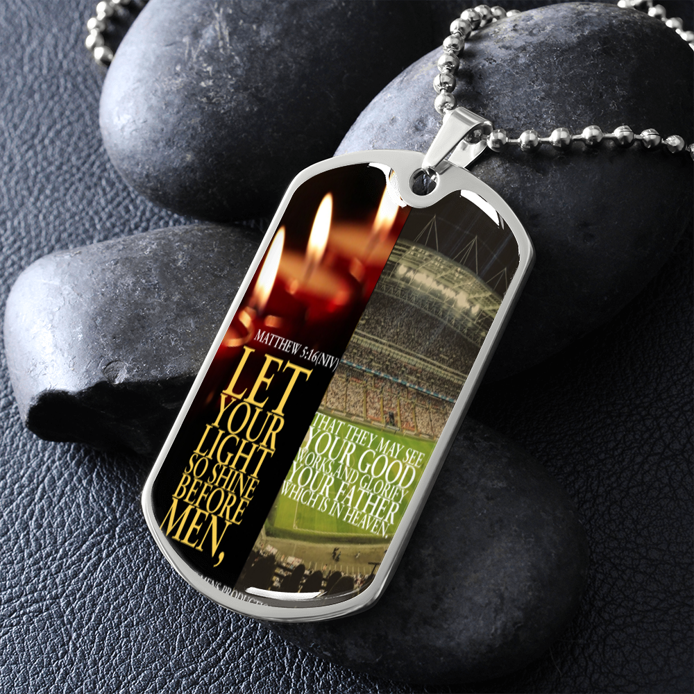 IKE MENS SCRIPTURE COLLAGE MILITARY CHAIN NECKLACE