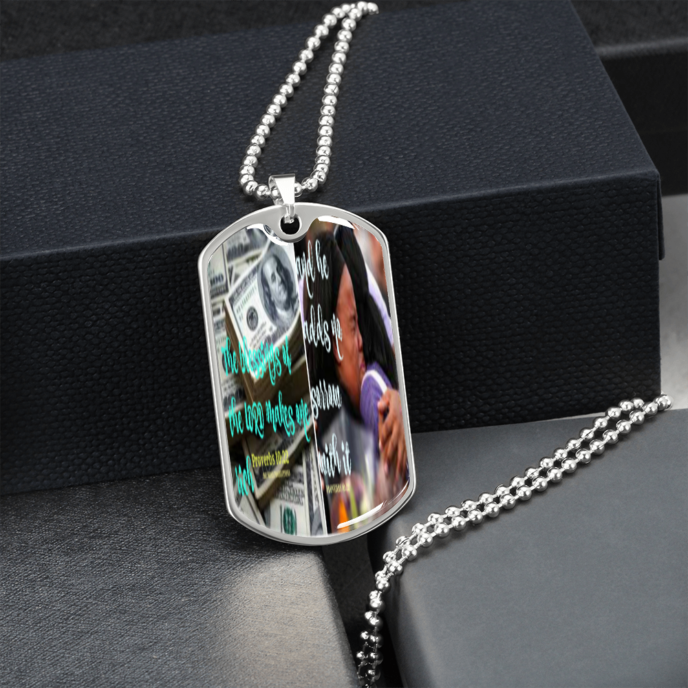 IKE MENS SCRIPTURE COLLAGE MILITARY CHAIN NECKLACE
