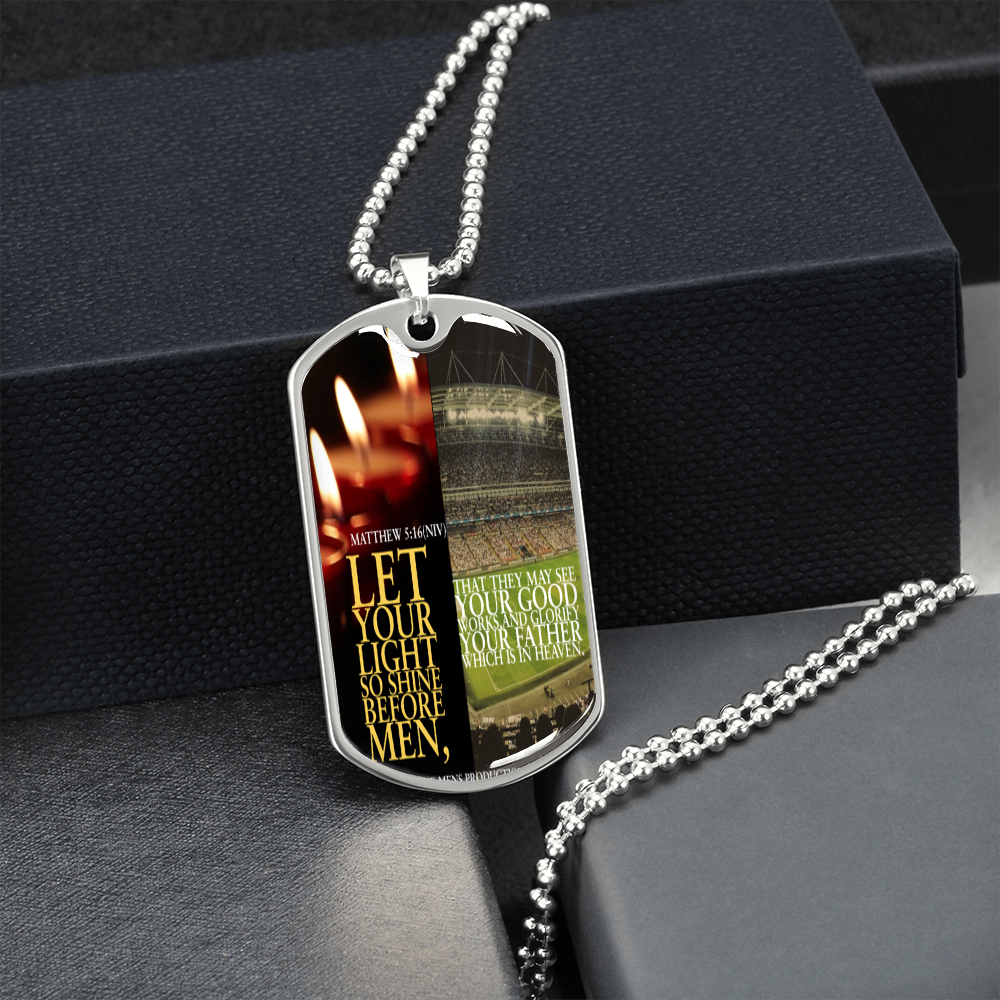 IKE MENS SCRIPTURE COLLAGE MILITARY CHAIN NECKLACE