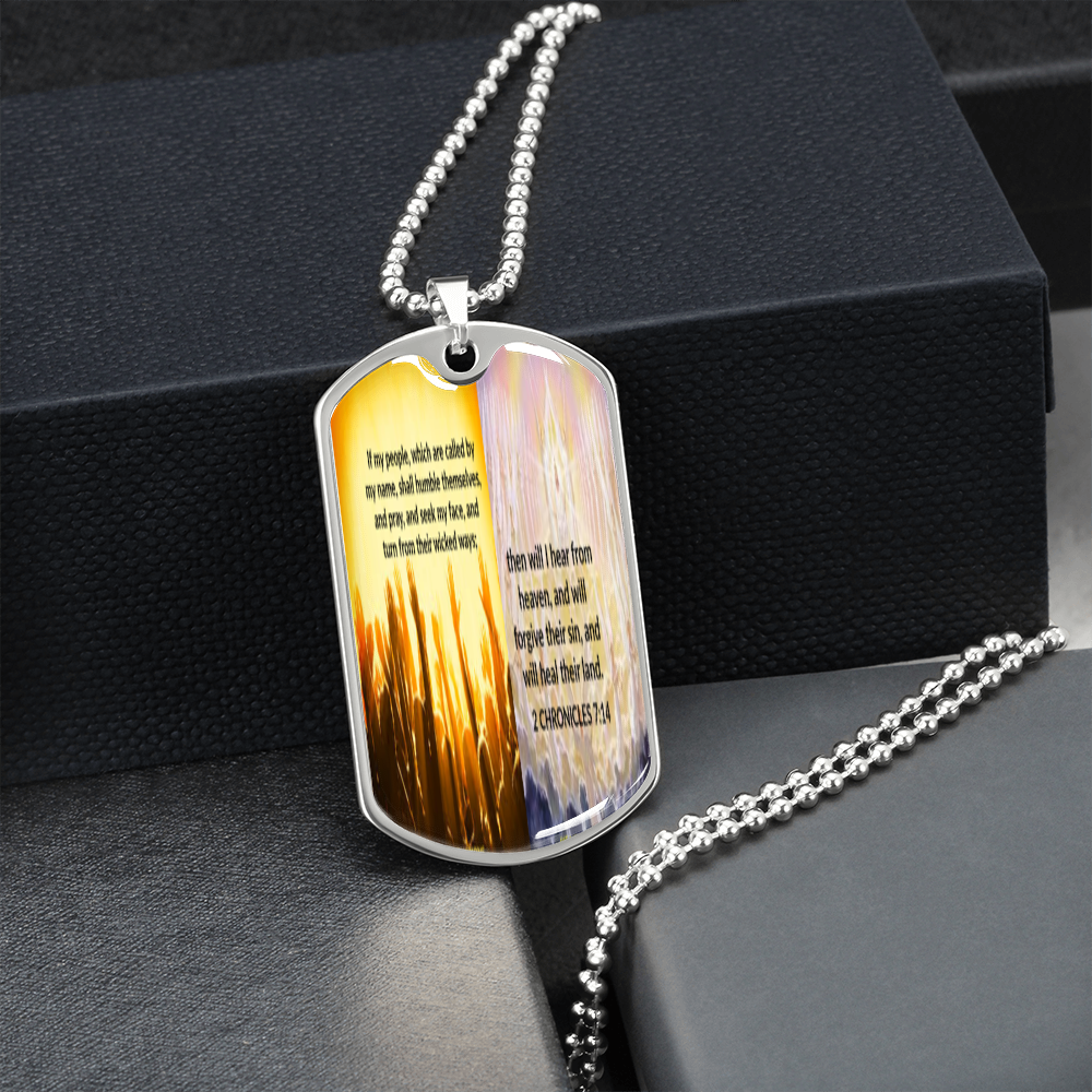 IKE MENS SCRIPTURE COLLAGE MILITARY CHAIN NECKLACE